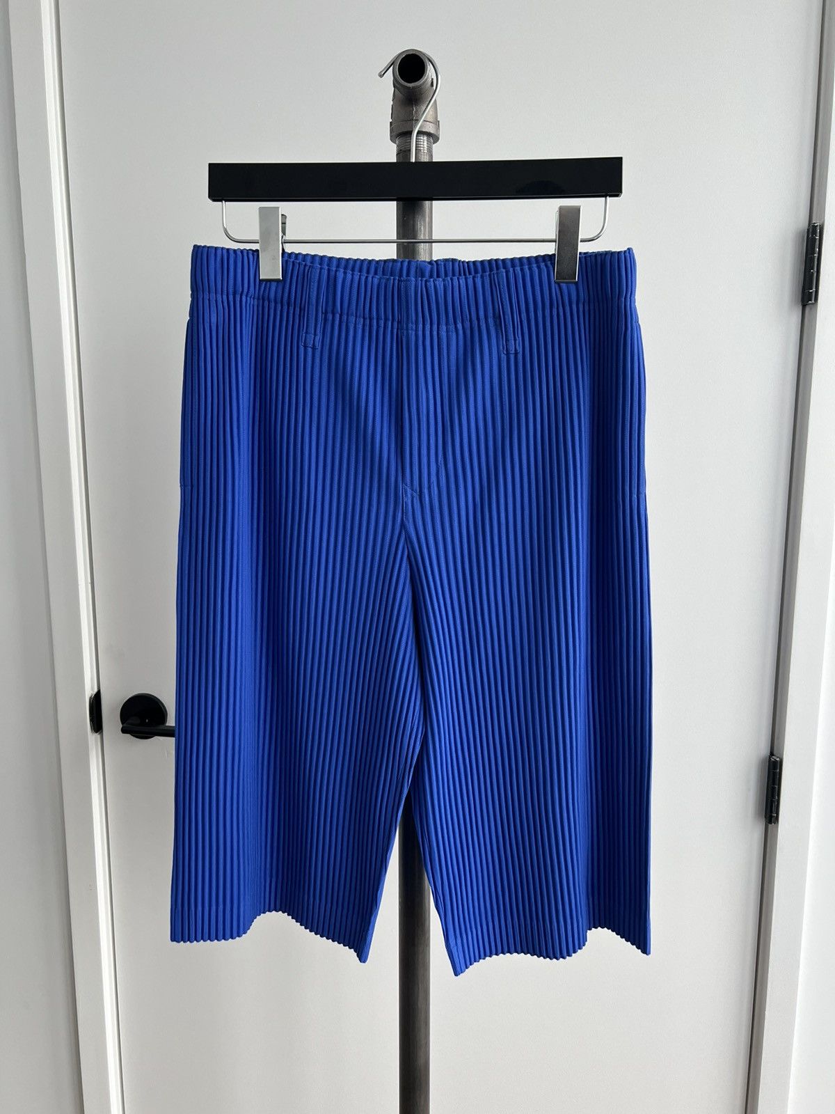 Blue Pleated Shorts