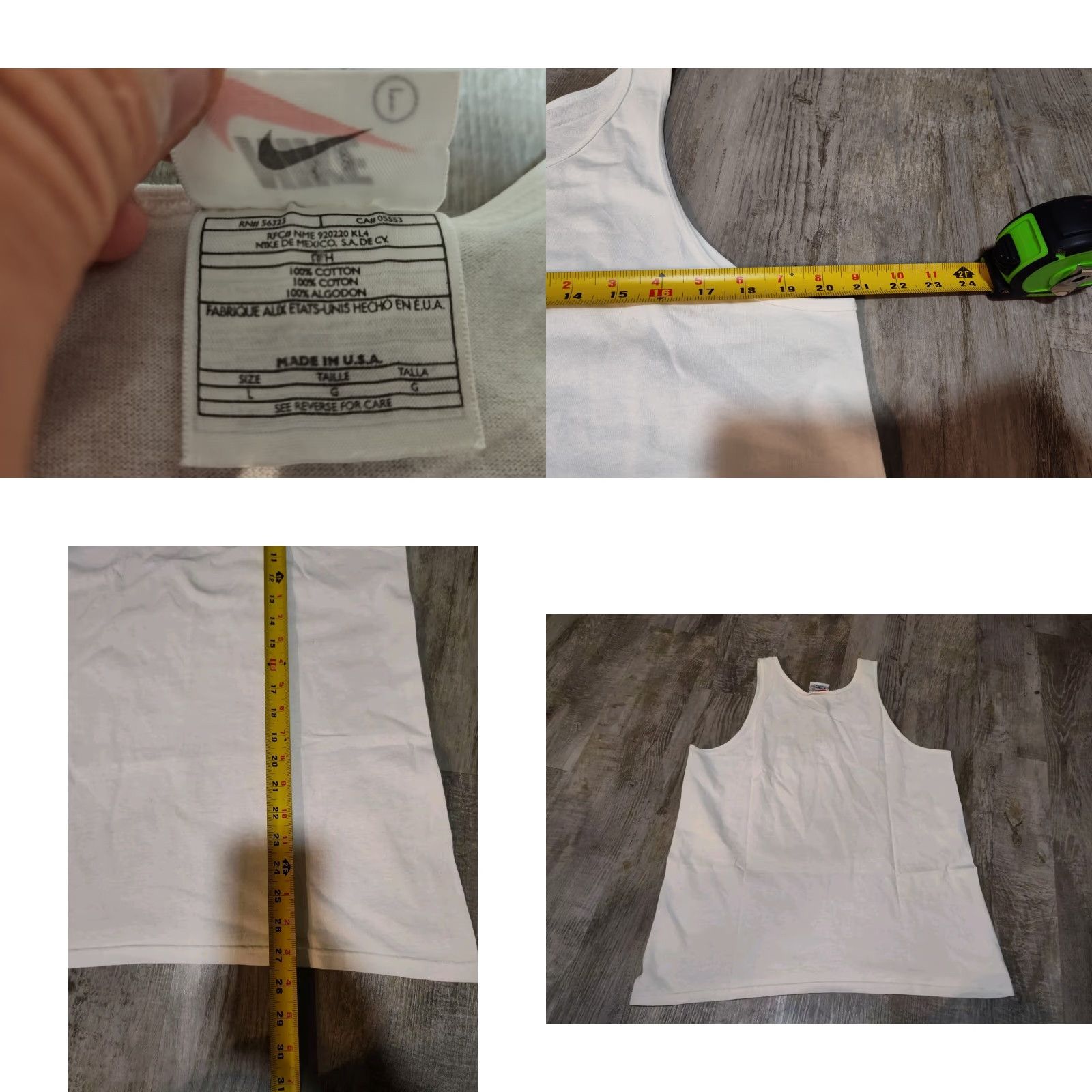 Nike VINTAGE Nike T-Shirt Center Swoosh Tank Unisex Adults L White 90s USA Made Mens Womens Size L / US 10 / IT 46 - 8 Thumbnail