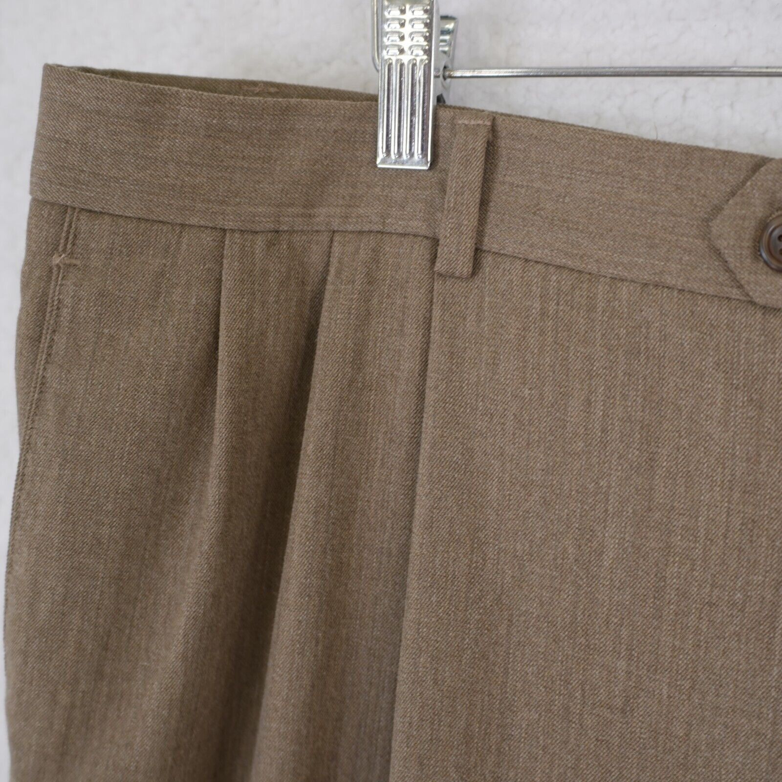 Pronto Uomo Pronto Uomo Wool Brown Dress Pants 40/31 High Rise Pleated C Size 40R - 3 Thumbnail