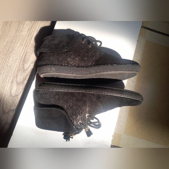 Louis Vuitton Monogram Suede Sneaker Flap Shoes Black RARE! Size US 6.5 / IT 36.5 - 11 Thumbnail