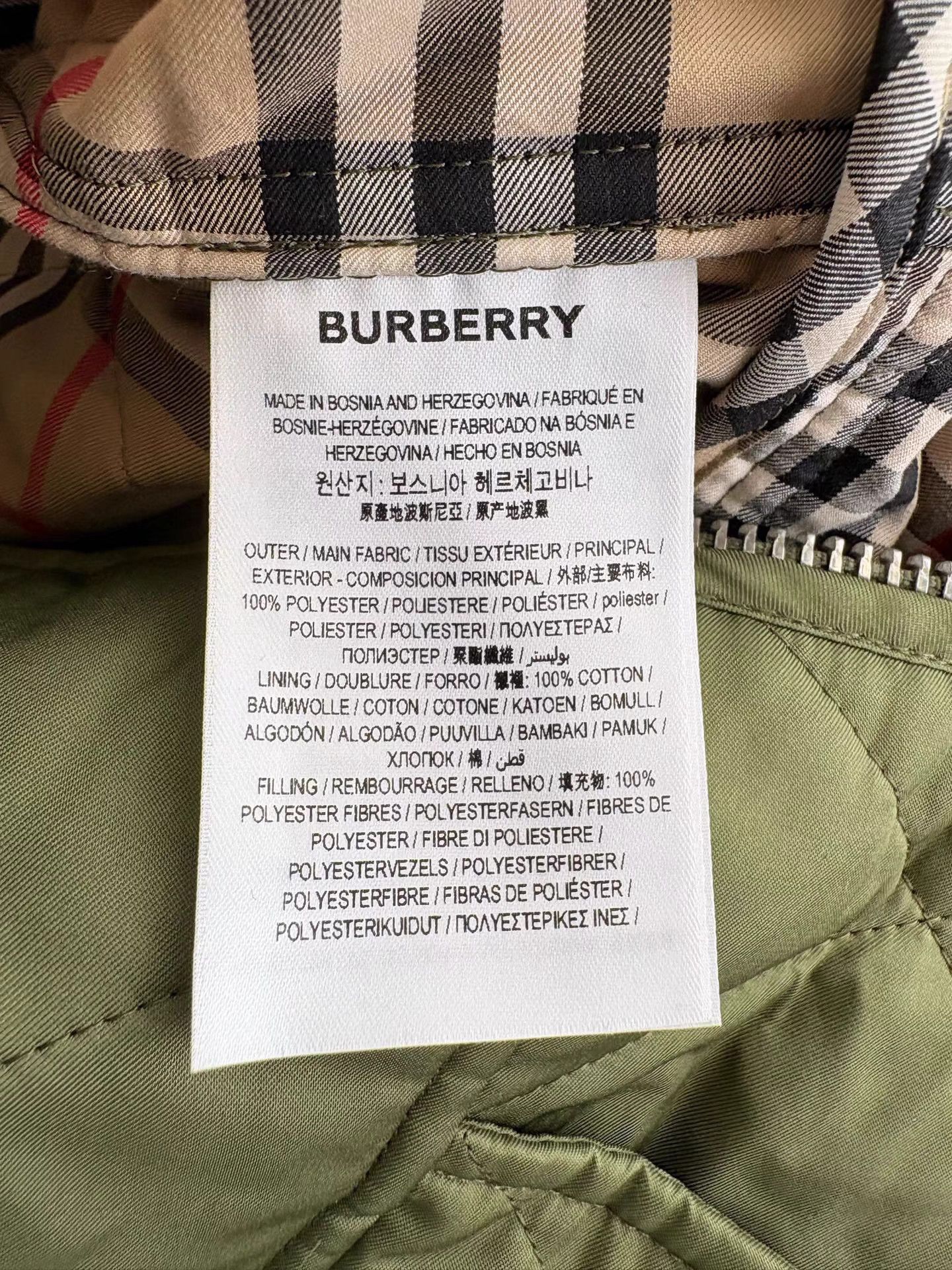 Burberry BURBERRY Khaki Green Check Lined Mid-Length Padded Coat Size US M / EU 48-50 / 2 - 5 Thumbnail
