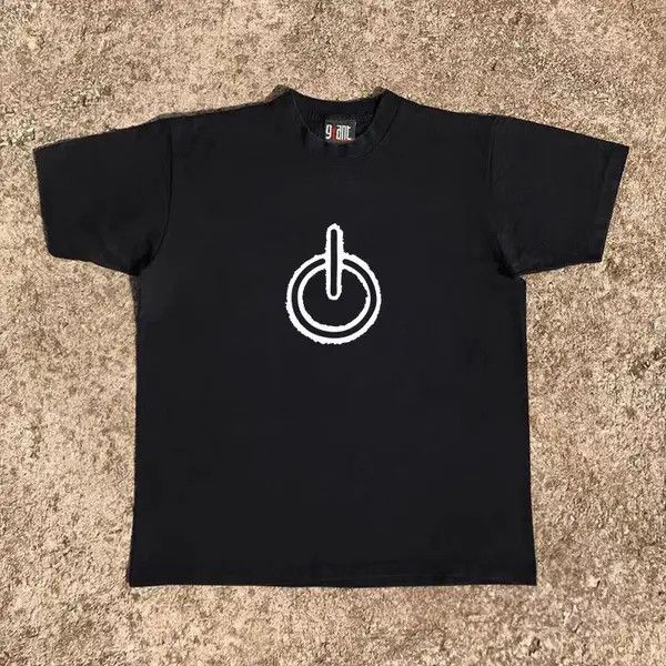 Japanese Brand Black Loose Boot Button Printed Short Sleeve T-Shirt Size US L / EU 52-54 / 3 - 2 Thumbnail