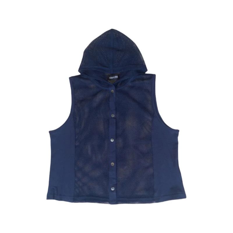 image of Archival Clothing x Kansai Yamamoto Mesh Button Hooded Vest in Blue Navy, Men's (Size Small)