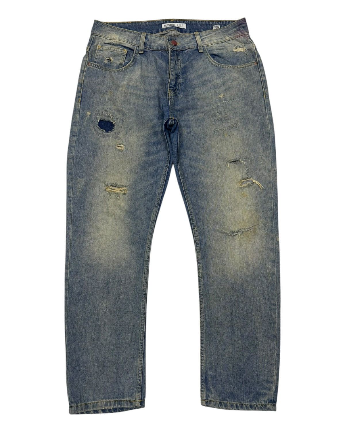 If Six Was Nine VINTAGE DISTRESSED DENIM ZARA BAGGY WIDE JEANS Size US 34 / EU 50 - 7 Thumbnail