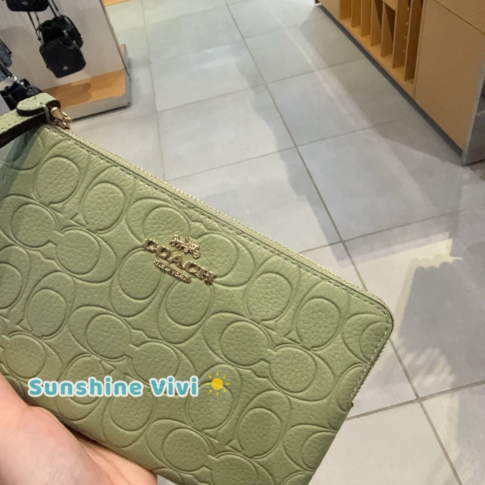 Coach NWT Coach Large Corner Zip Wristlet Pistachio leather CEF70 Size ONE SIZE - 4 Thumbnail