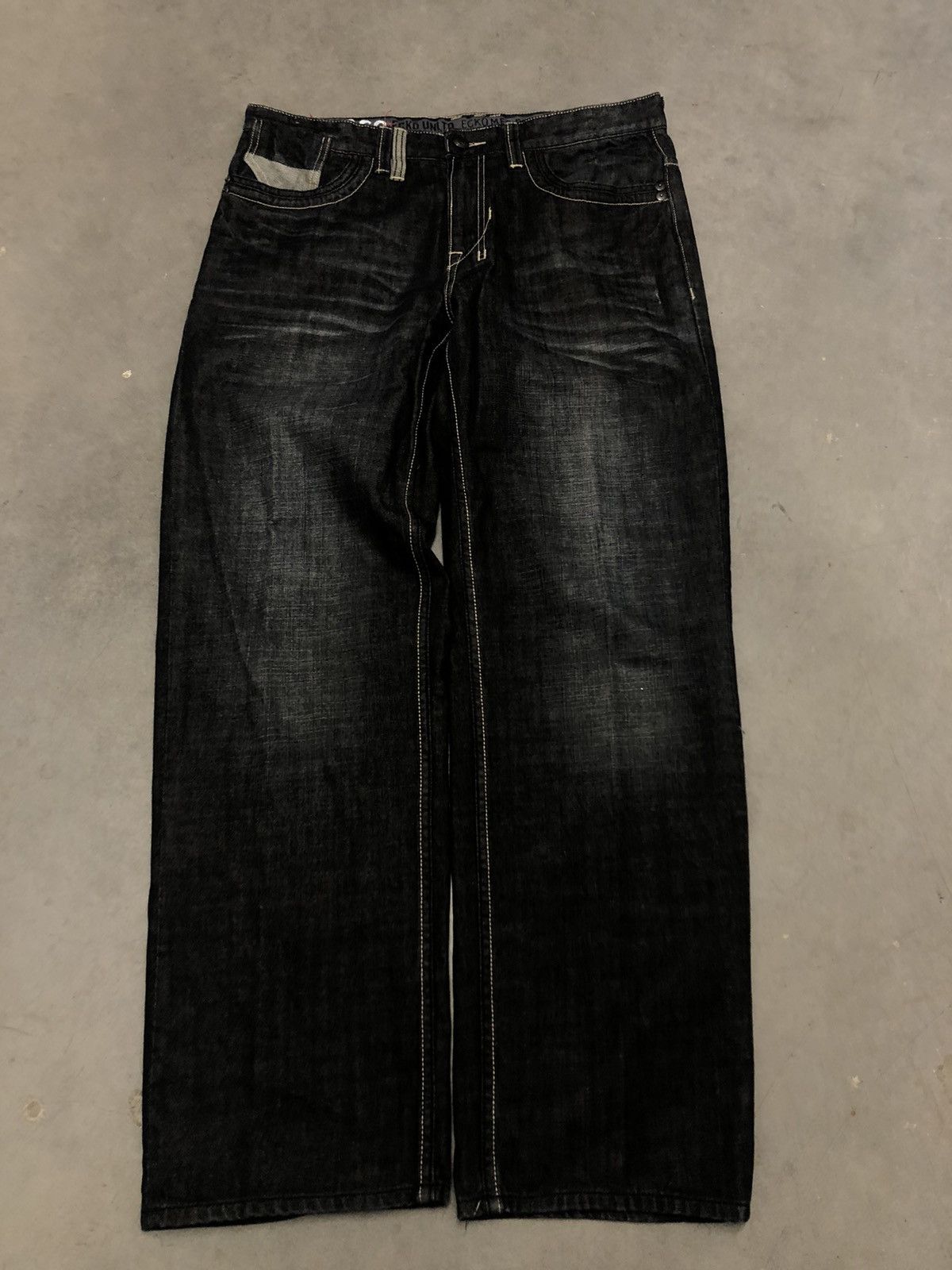 Ecko Unltd. × Vintage Ecko Embroidered Crazy Baggy Denim Jeans Y2K Hype Streetwear Size US 34 / EU 50 - 2 Thumbnail
