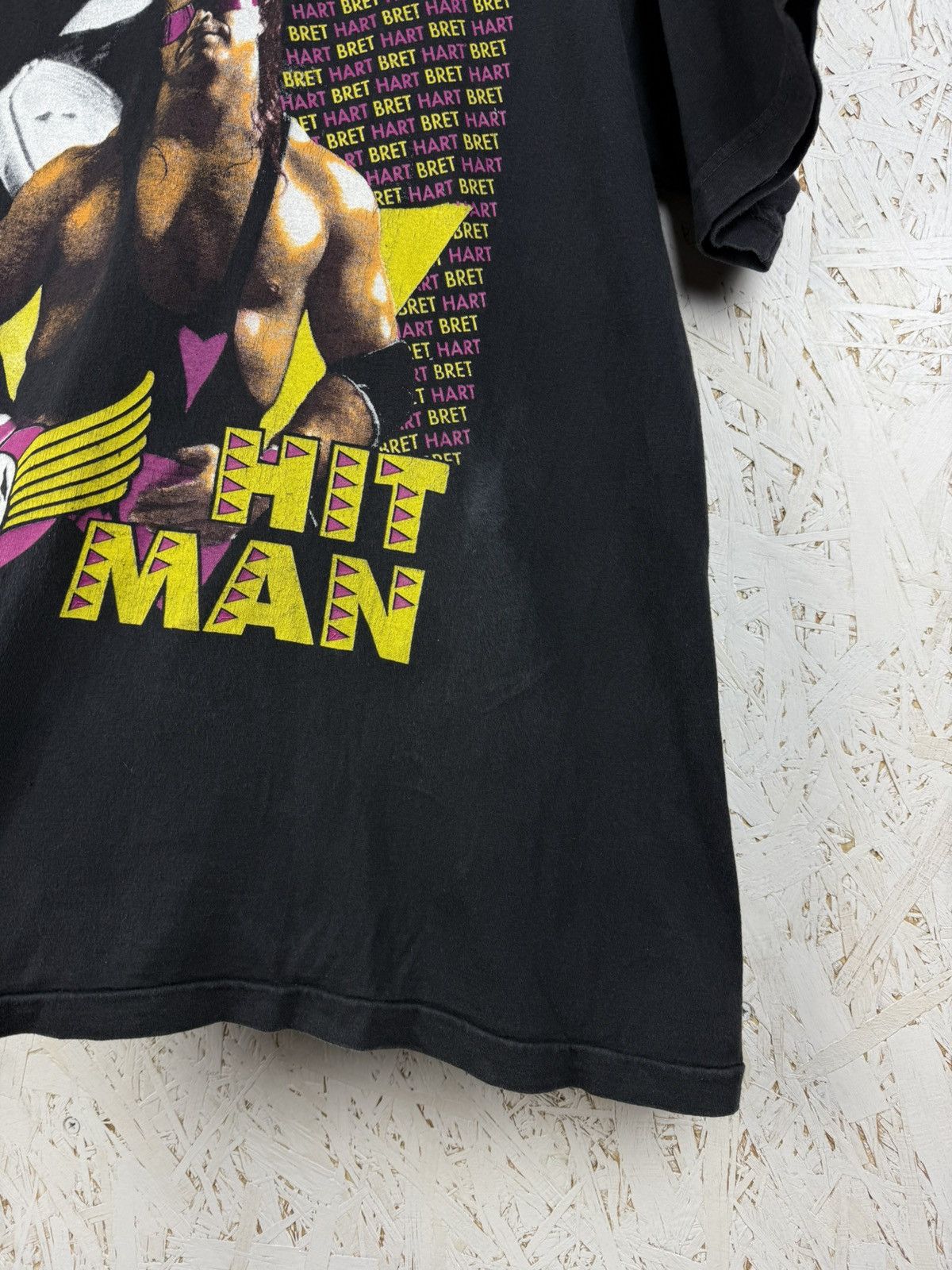 WWE 90s Vintage WWF Bret Hart Hitman WWE Single Stitch T-Shirt Size US L / EU 52-54 / 3 - 3 Thumbnail