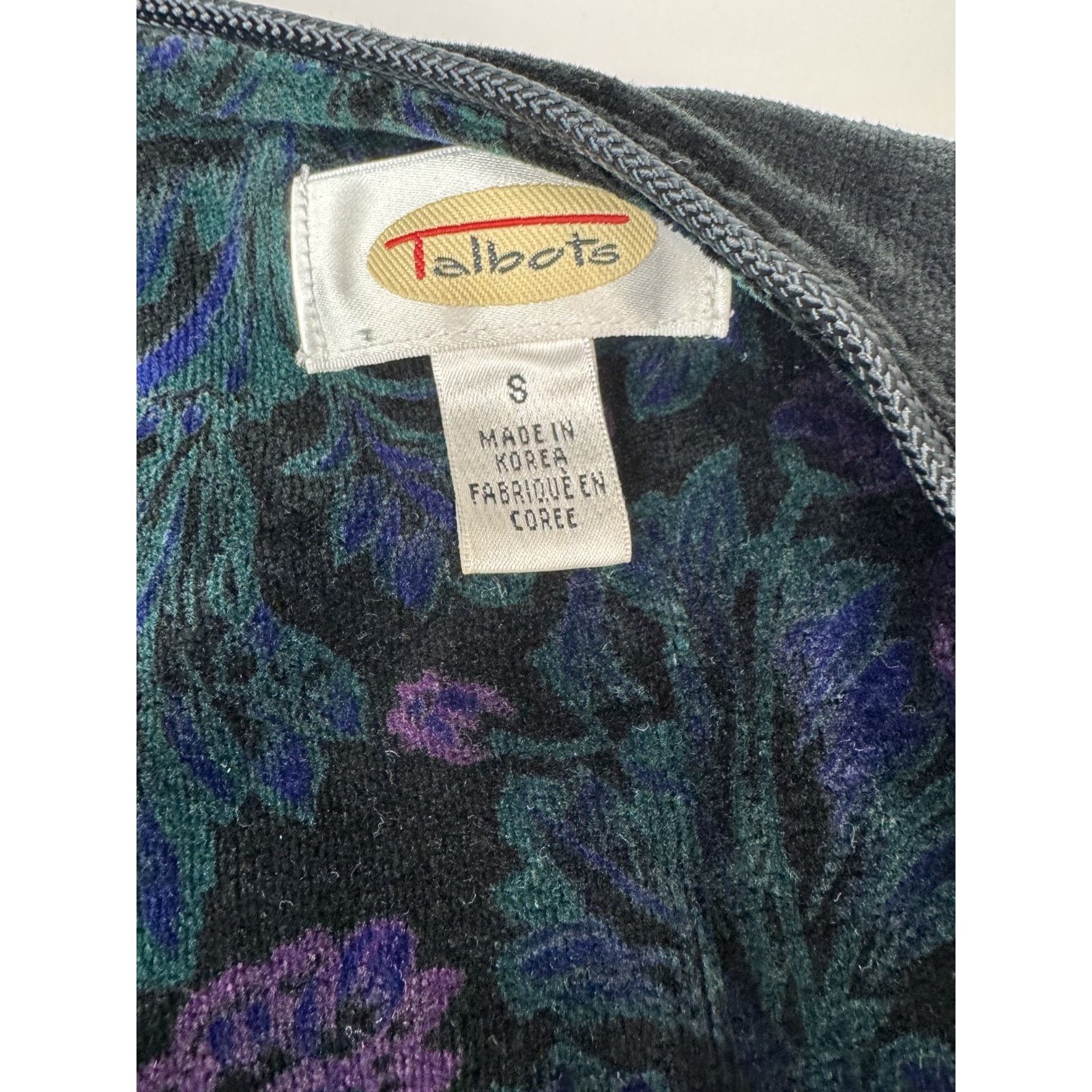 Other Vintage Talbots Black Velvet Floral Velvet Jacket 90s Small Size S / US 4 / IT 40 - 4 Thumbnail