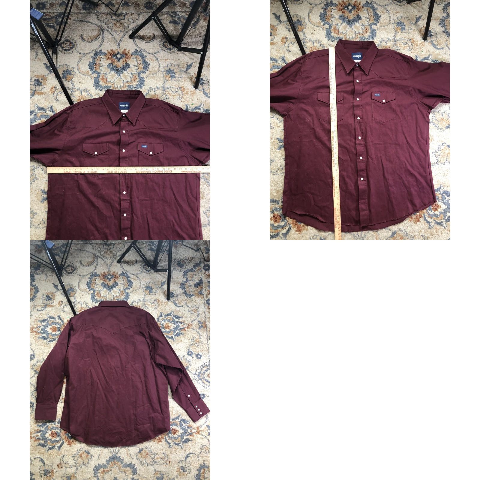 Wrangler Wrangler Shirt Mens 2XL Red Solid Western Pearl Snap Long Sleeve Casual Size US XXL / EU 58 / 5 - 8 Thumbnail
