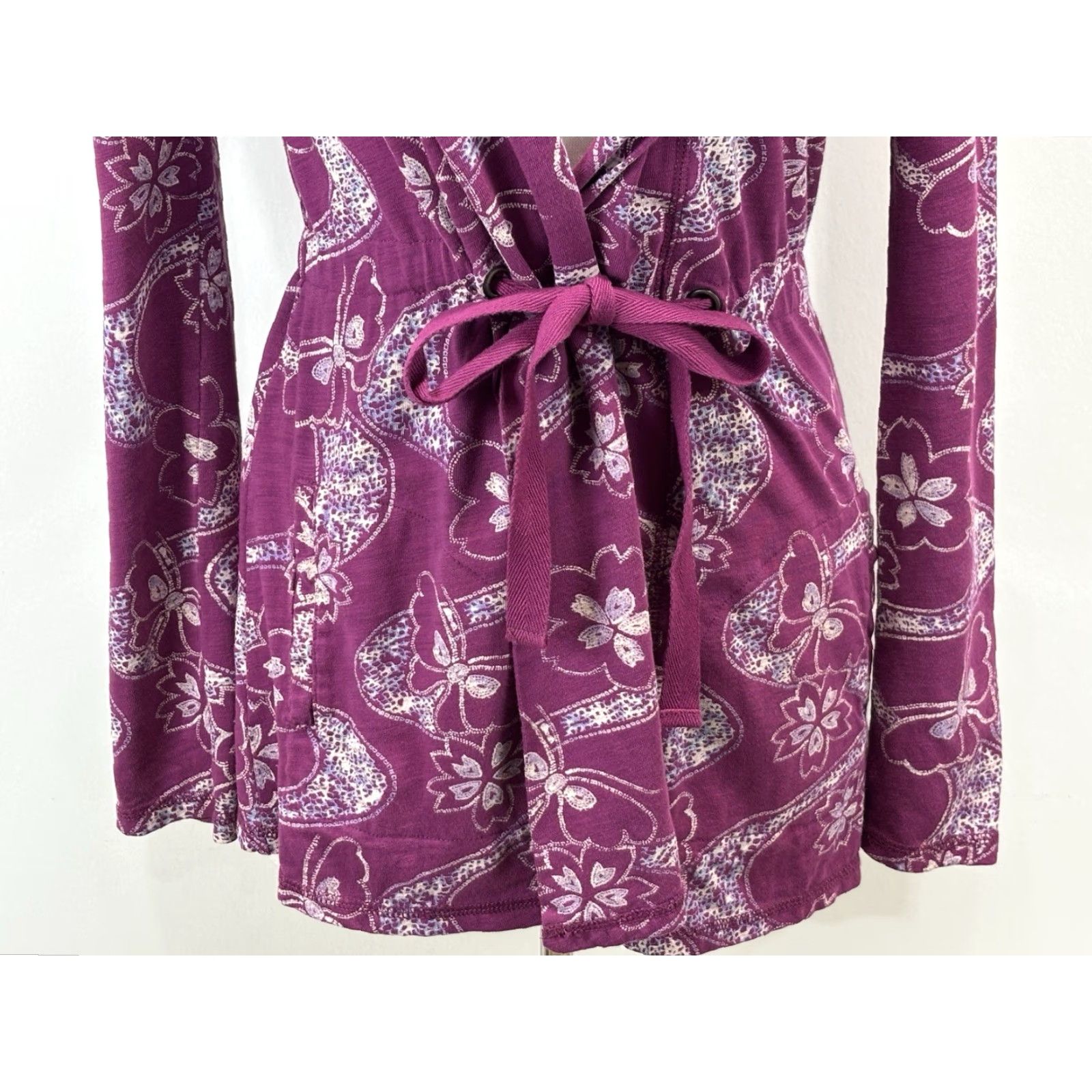 Lucky Brand VINTAGE Lucky Brand Jingo Wrap Jacket Womens Small Purple Butterfly Tie Waist Y2K Size S / US 4 / IT 40 - 6 Thumbnail
