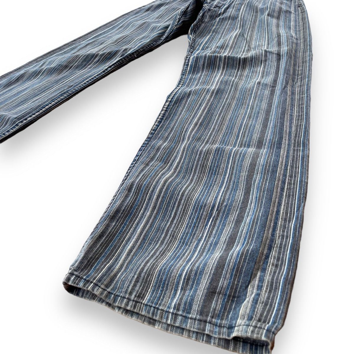 Tornado Mart 🇯🇵 VINTAGE ROOT THREE STRIPES DENIM PANTS Size US 30 / EU 46 - 6 Thumbnail
