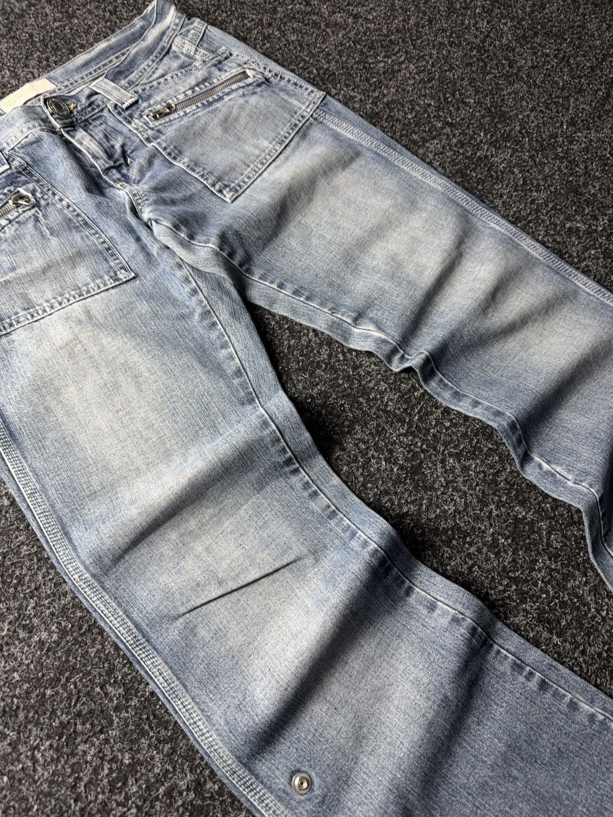 United Colors Of Benetton Retro 90s Benetton Y2K zip pocket wide leg denim jeans 28 Size 30" / US 8 / IT 44 - 5 Thumbnail