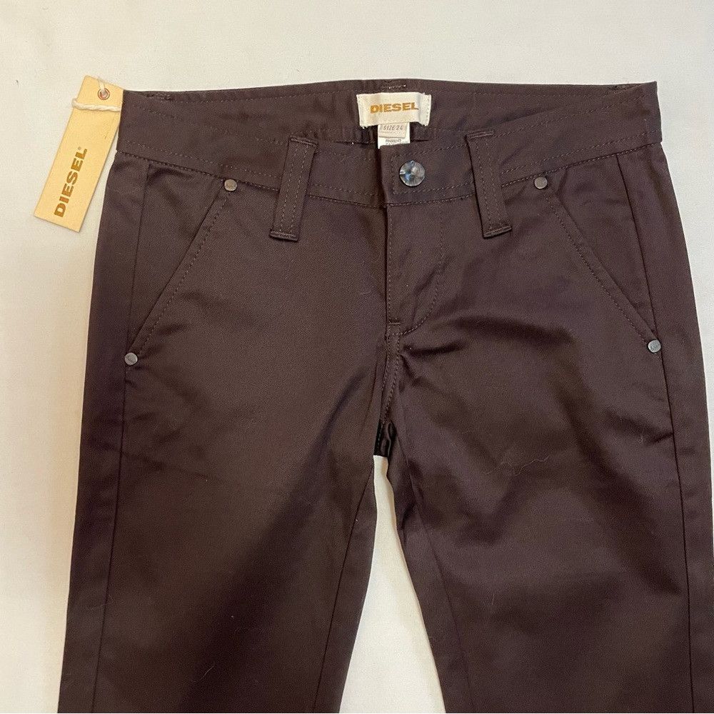 Diesel NWT New Diesel Straight Leg Cotton Brown Pants Size 24 Size 24" / US 00 / IT 34 - 3 Thumbnail