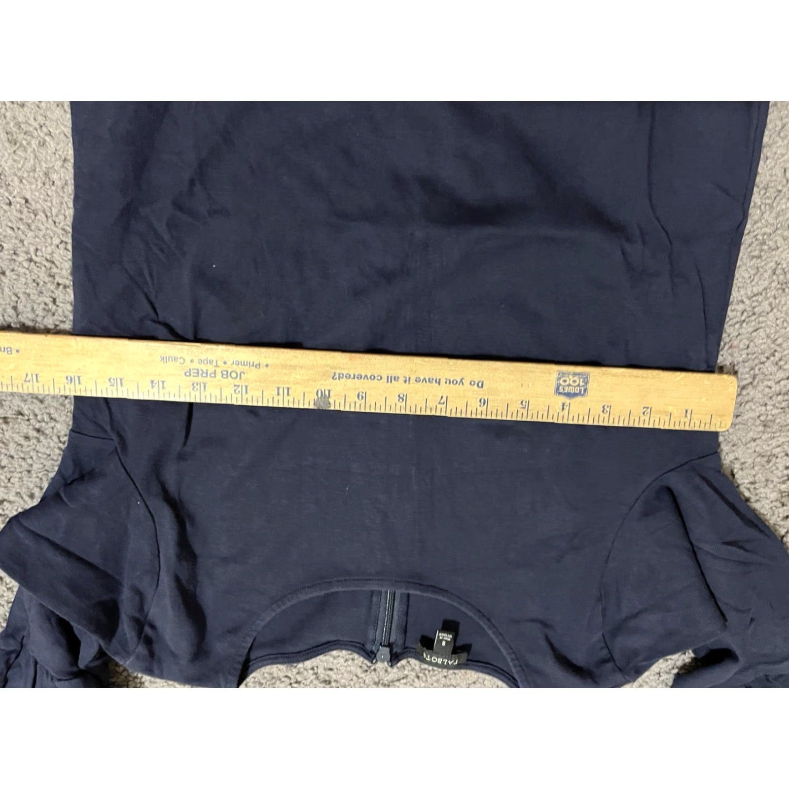 Talbots VINTAGE Talbots Blouse Women Small Navy Flutter Sleeve 3/4 Zip Back Round Neck 100% Cotton Ruffle Zipper Womens Size S / US 4 / IT 40 - 4 Thumbnail
