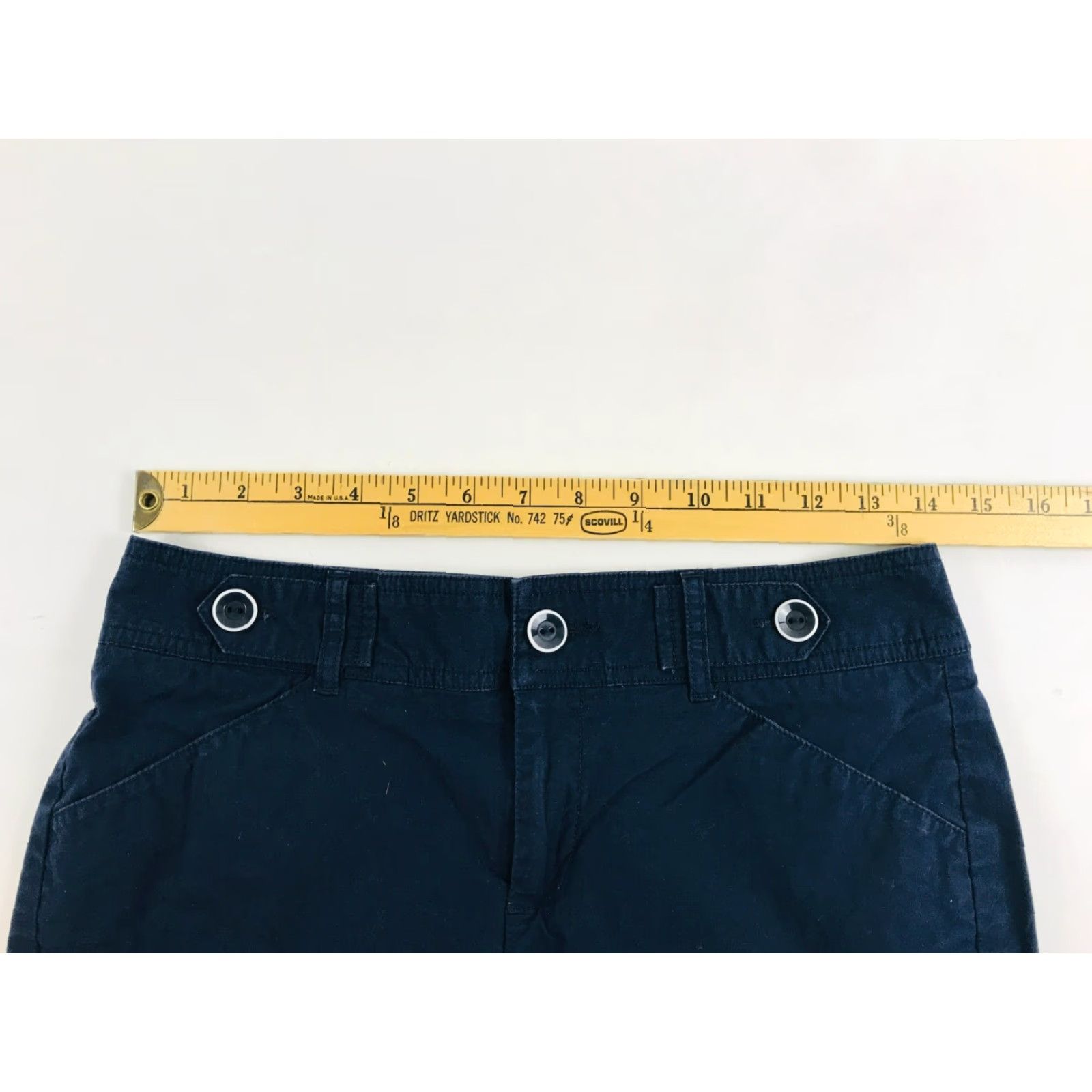 Dockers DOCKERS Shorts Women Navy Blue Dress Shorts Curvy Mid Rise 4 Regular Chino Cotton Spandex Flat Front Casual Travel Modern Vintage: No Size 4XL / US 24-26 - 3 Thumbnail