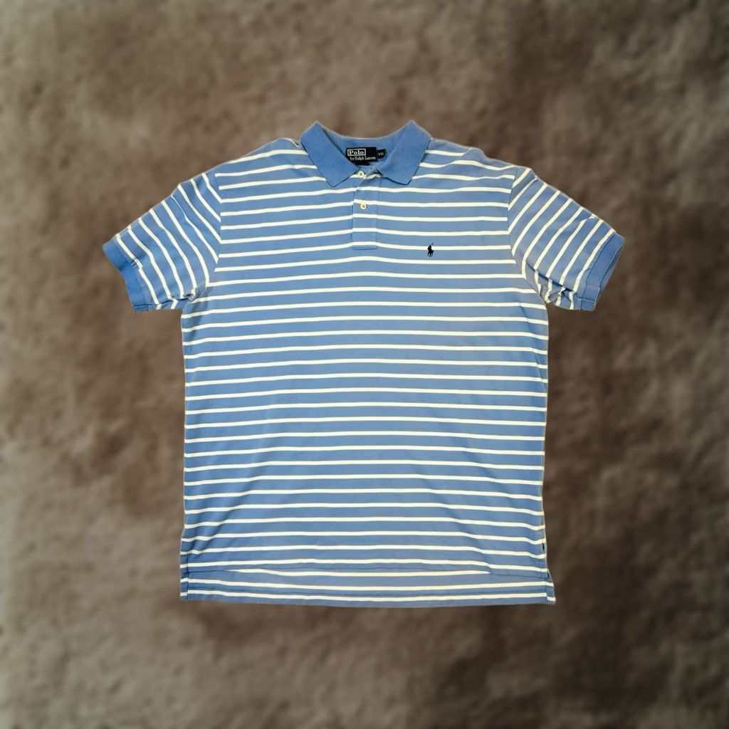 Polo Ralph Lauren VINTAGE Polo Ralph Lauren Polo Shirt Mens 2XL Striped Yellow Blue Flesh Pony Lot Of 2 Size US XXL / EU 58 / 5 - 1 Thumbnail