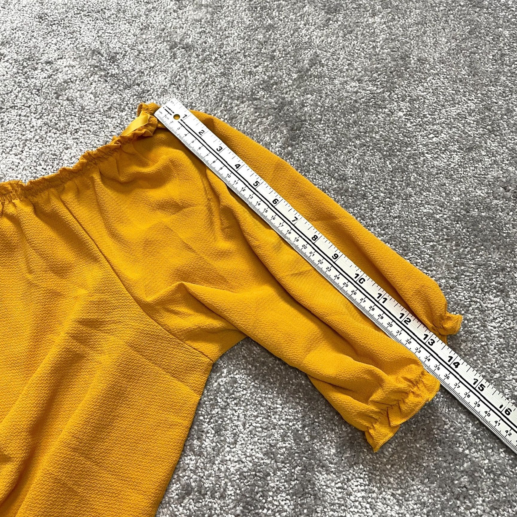 Vintage Unbranded Blouse Peasant Top Womens 3X Yellow Short Sleeve Stretch Off Shoulder Shirt Ladies 3X Yellow Off the Shoulder Blouse Size XXL / US 16-18 / IT 52-54 - 6 Thumbnail