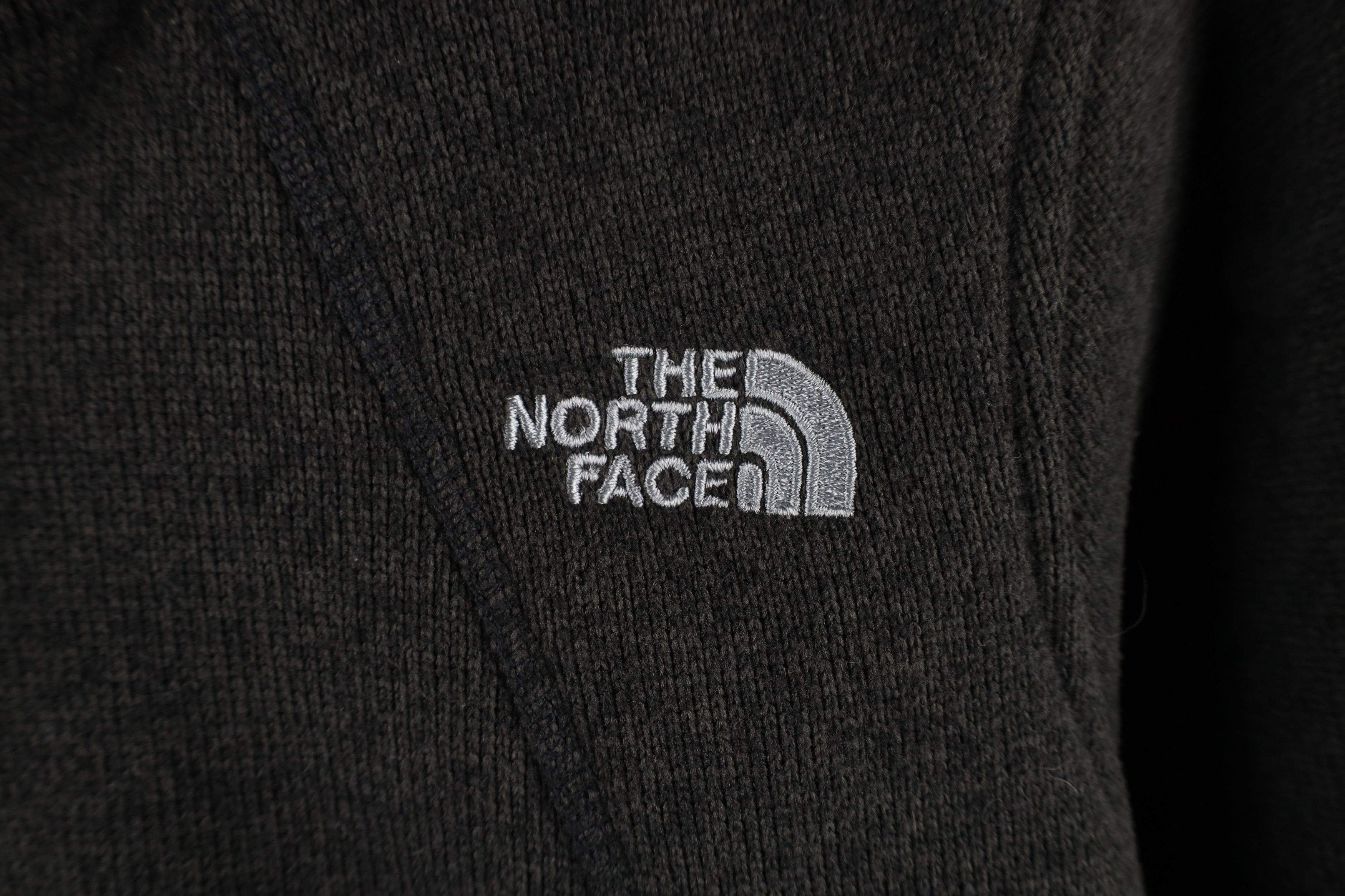 The North Face × Vintage The North Face Out Knit Crescent Full Zip Hoodie Dark Gray Size L / US 10 / IT 46 - 4 Thumbnail