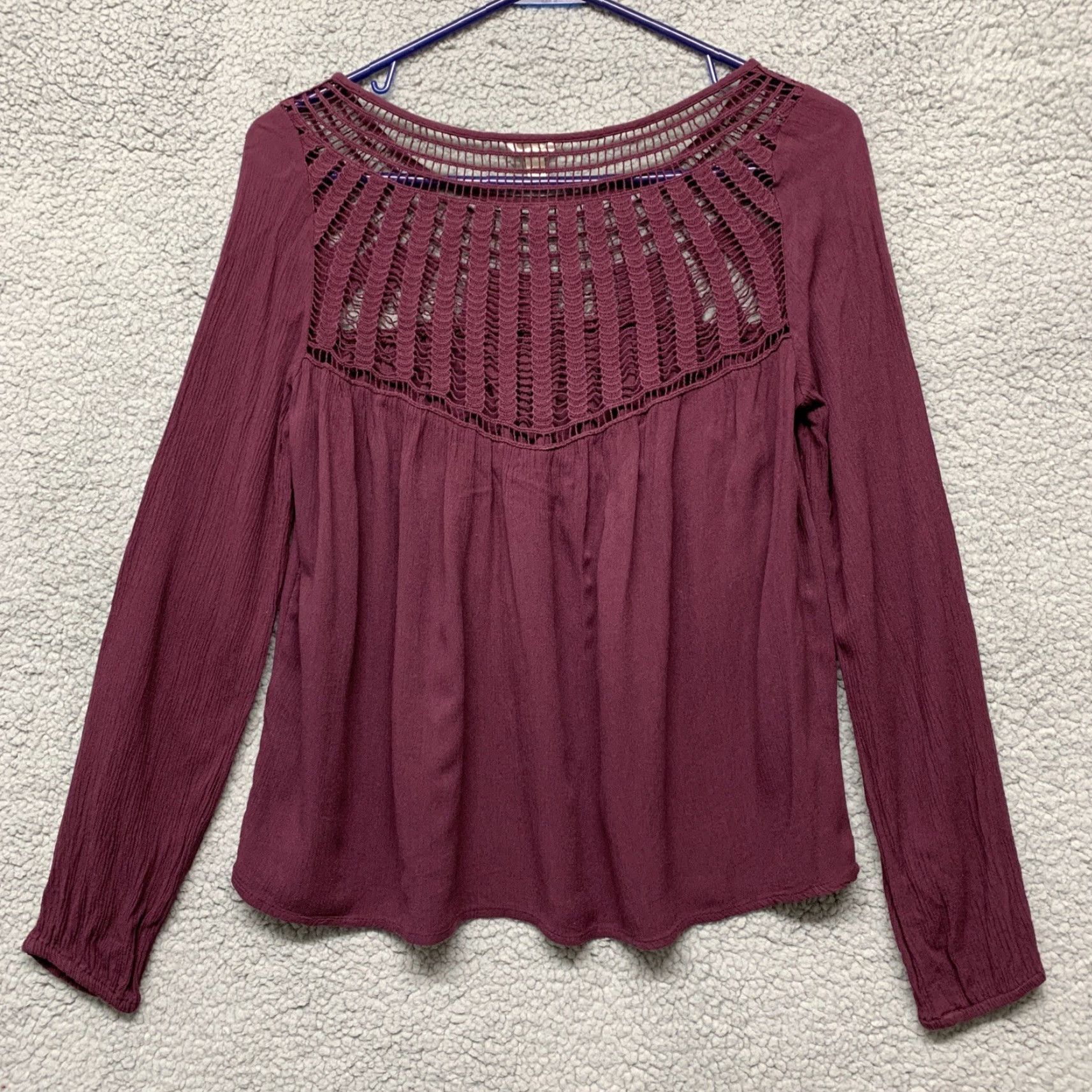Aeropostale Aeropostale Blouse Shirt Woman’s Size S Long Sleeve Burgundy Boat Neck Pullover Top Size S / US 4 / IT 40 - 7 Thumbnail
