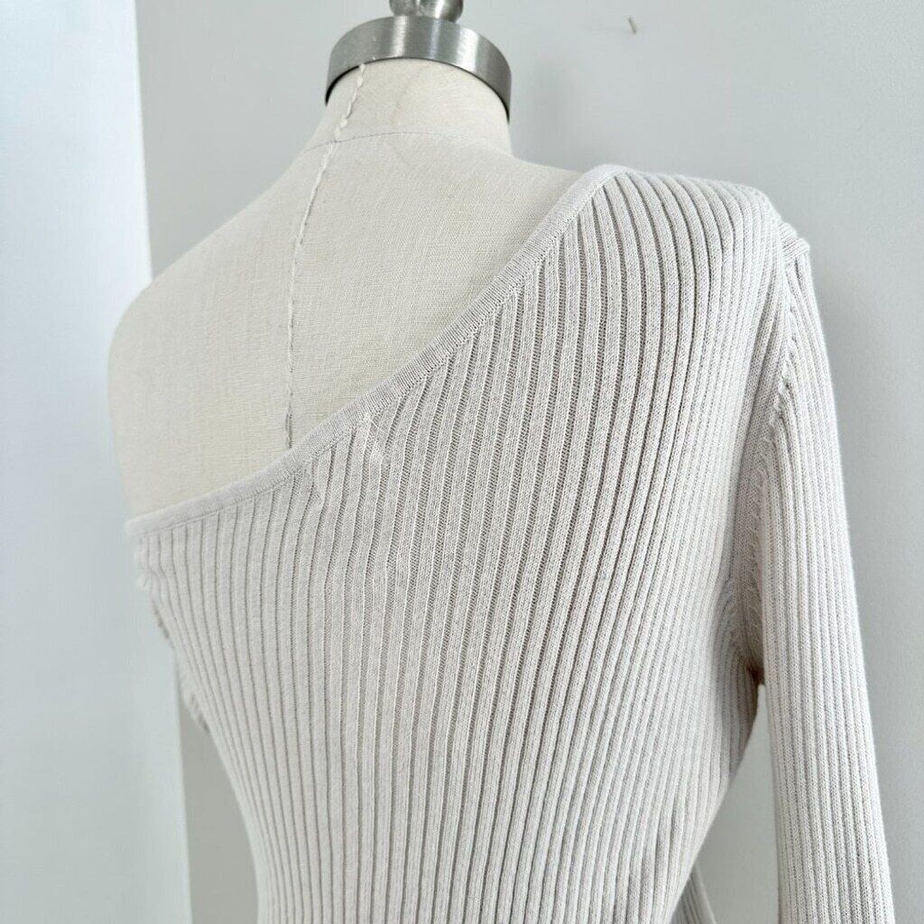 REVOLVE Silk Ivory Twist Sweater | Revolve Shae One Sleeve | Large Size L / US 10 / IT 46 - 8 Thumbnail
