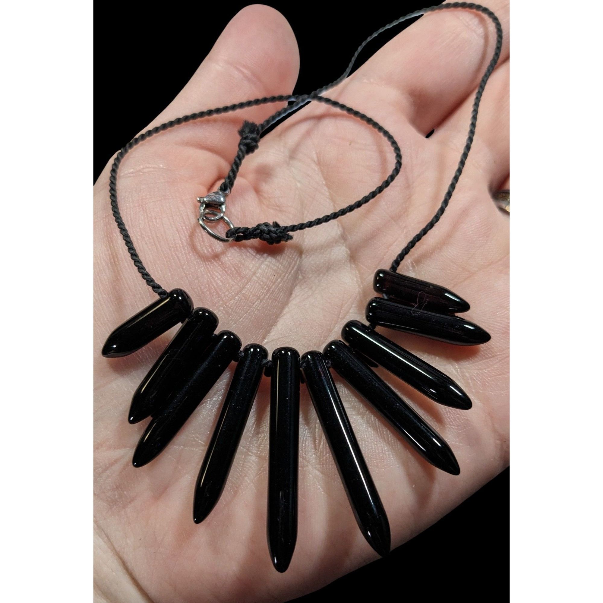 Other Gothic Polished Onyx Graduated Pillar Necklace Size ONE SIZE - 3 Thumbnail