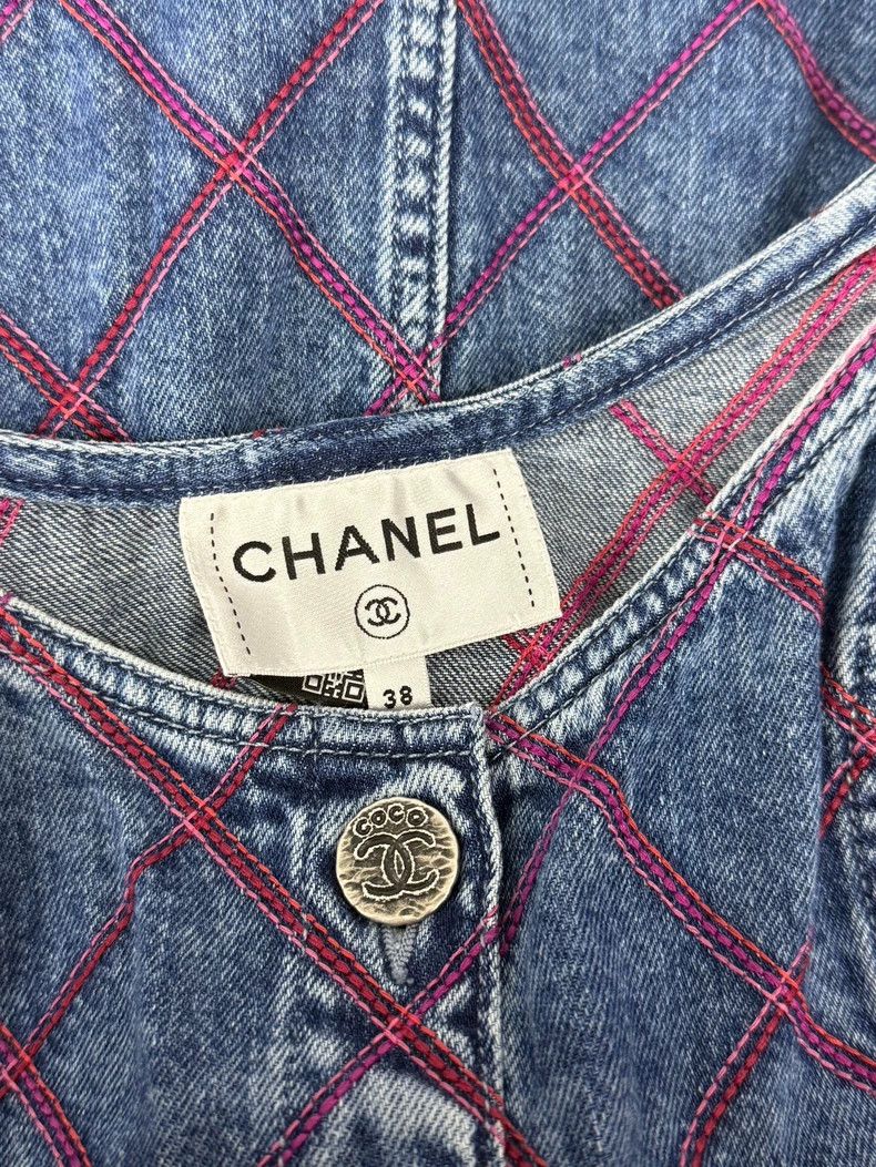 Chanel Chanel Beach series blue diamond plaid denim suspender dre Size XS / US 0-2 / IT 36-38 - 4 Thumbnail