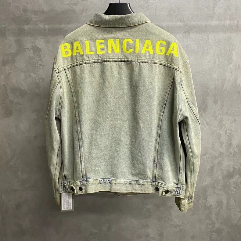 Balenciaga Balenciaga Green embroidered logo denim jacket Size US M / EU 48-50 / 2 - 2 Thumbnail