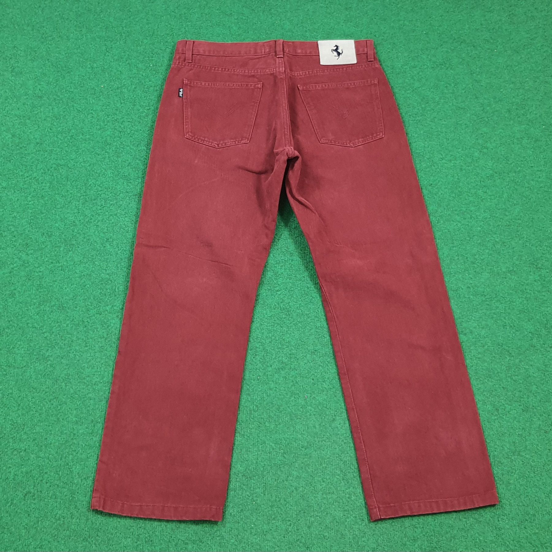 Ferrari Vintage Rare FERRARI x FILA Red Denim Pants Italy C297N8 Size US 31 - 1 Thumbnail