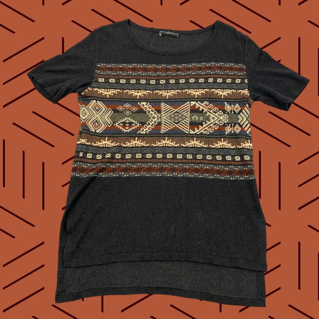Vintage PERUVIAN CONNECTION Shirt Womens Small Charcoal Gray Aztec Pima Size S / US 4 / IT 40 - 1 Thumbnail