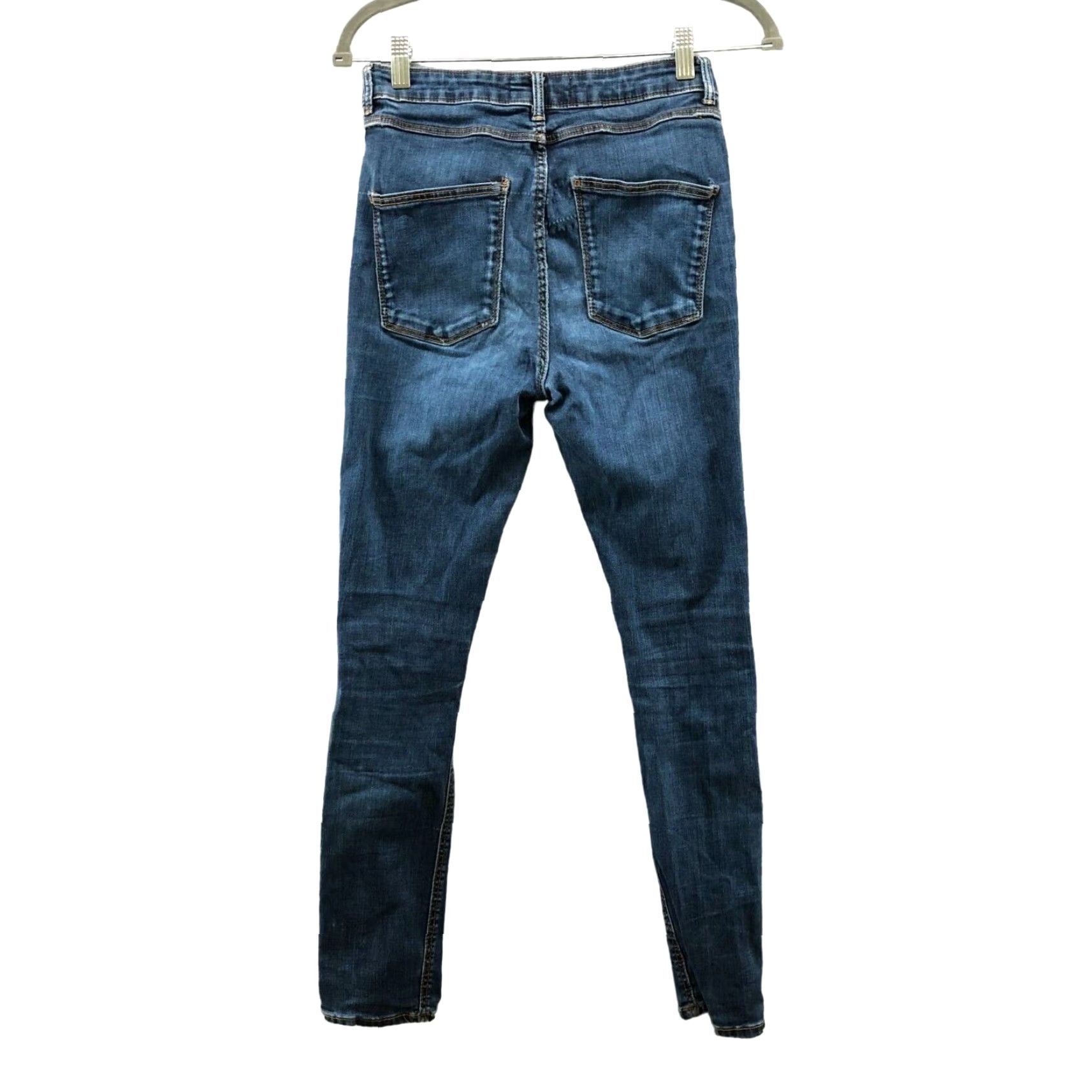 Zara ZARA High Rise Skinny Jeans Womens Size 6 Blue Distressed Stretch Medium Wash Size 28" / US 6 / IT 42 - 2 Thumbnail