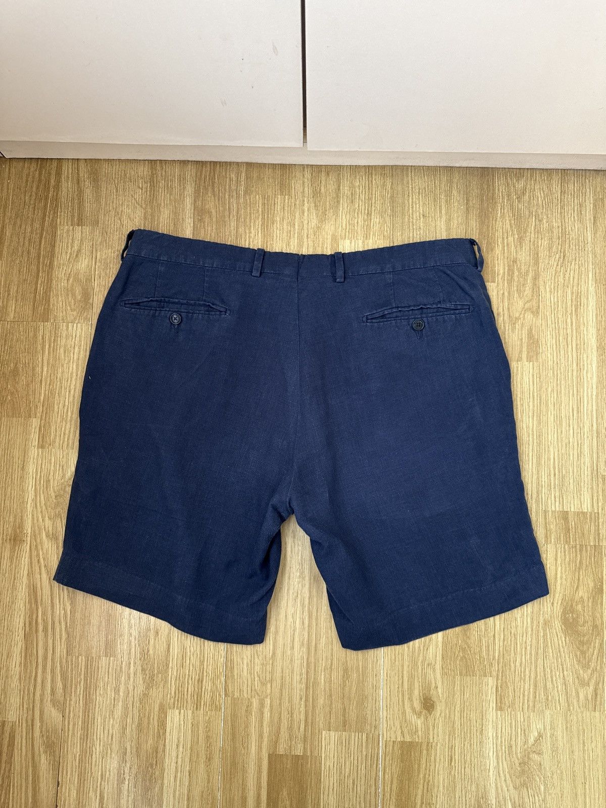 Ralph Lauren Purple Label Polo Ralph Lauren Purple Label Navy Linen Shorts Blanc Size US 36 / EU 52 - 2 Thumbnail