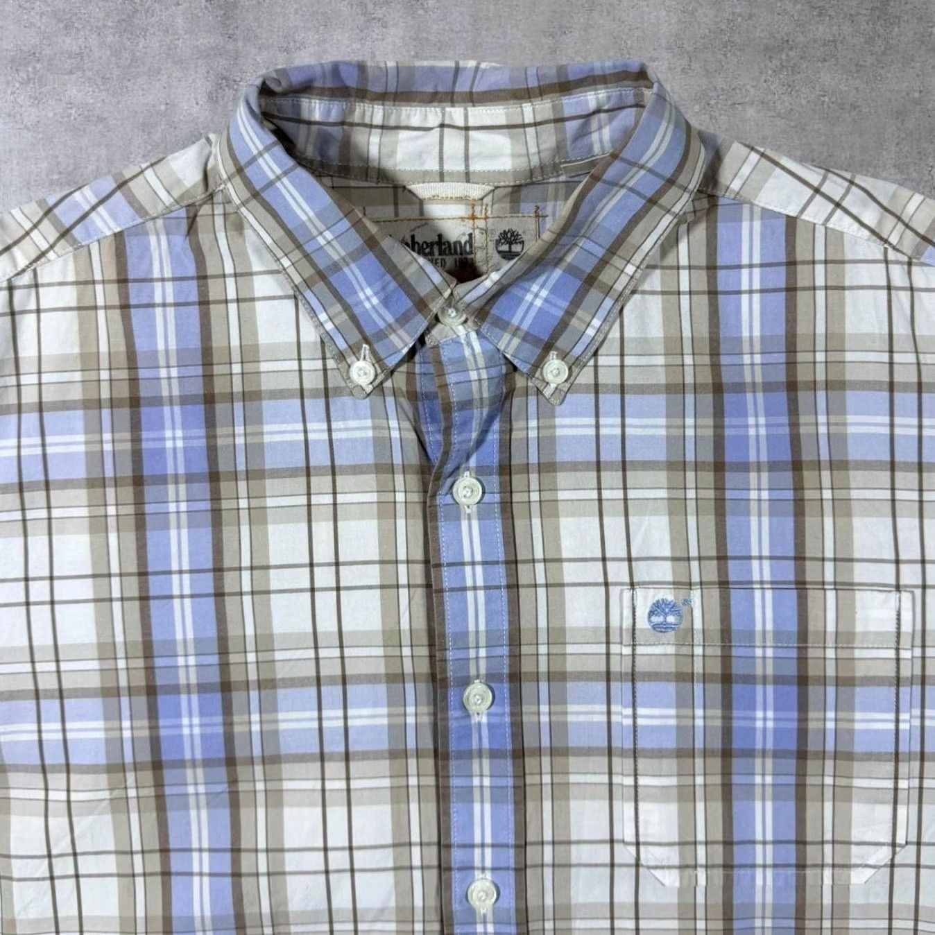 Timberland Timberland Button-Up Shirt Mens XL L Blue Beige White Check Cotton Long Sleeve Shirt Size US L / EU 52-54 / 3 - 4 Thumbnail