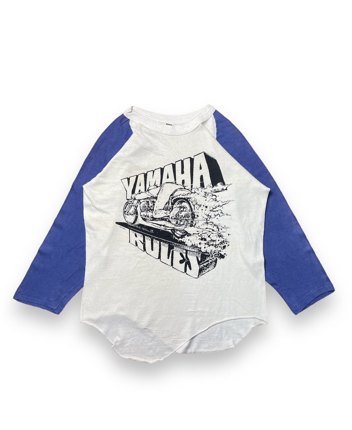 image of Vintage 80's Yamaha Rules Made In Usa 3Q Shirts in White, Men's (Size Medium)