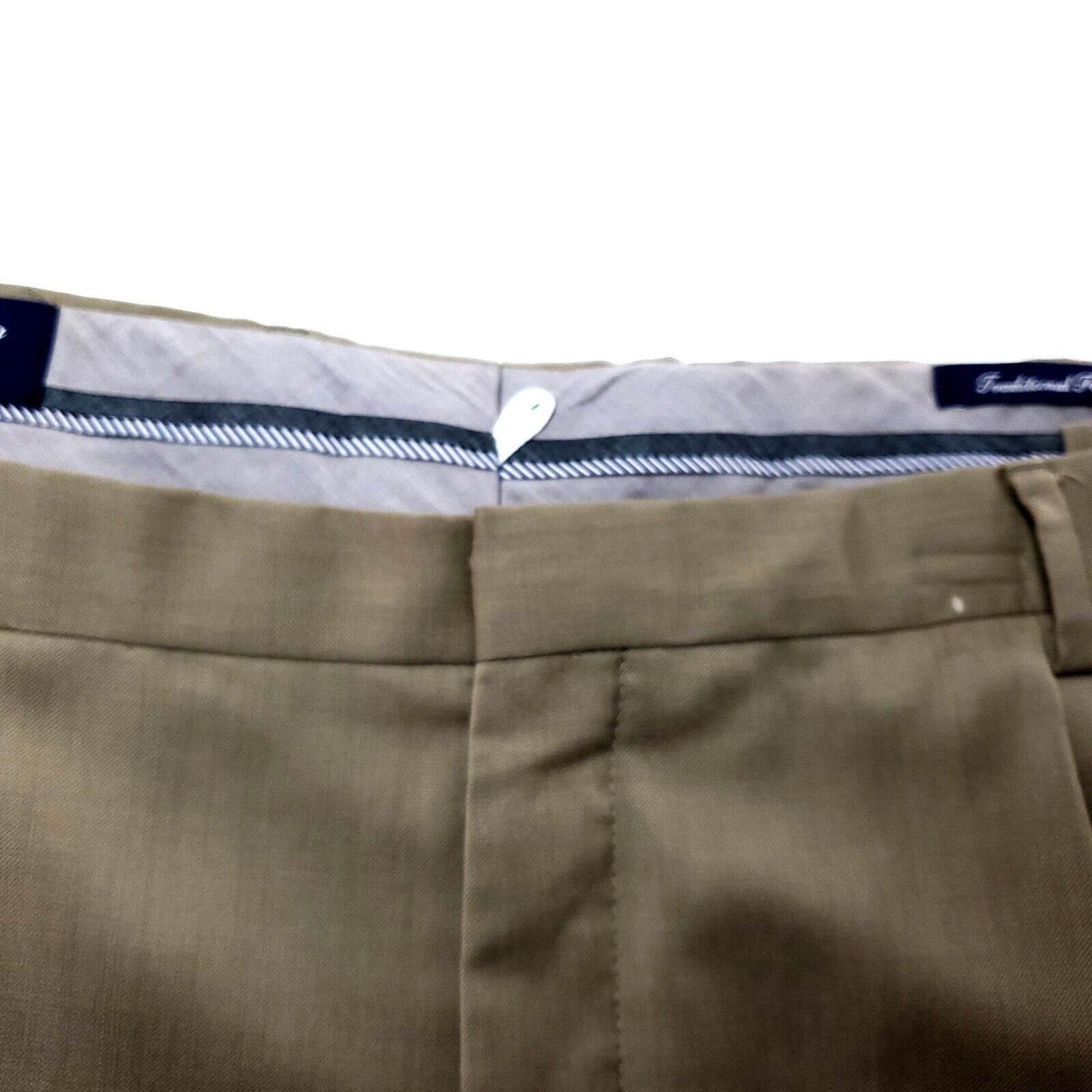 Lands' End Land's End Wool Dress Pants 45/29 Beige Pleated Traditional Size 44R - 4 Thumbnail