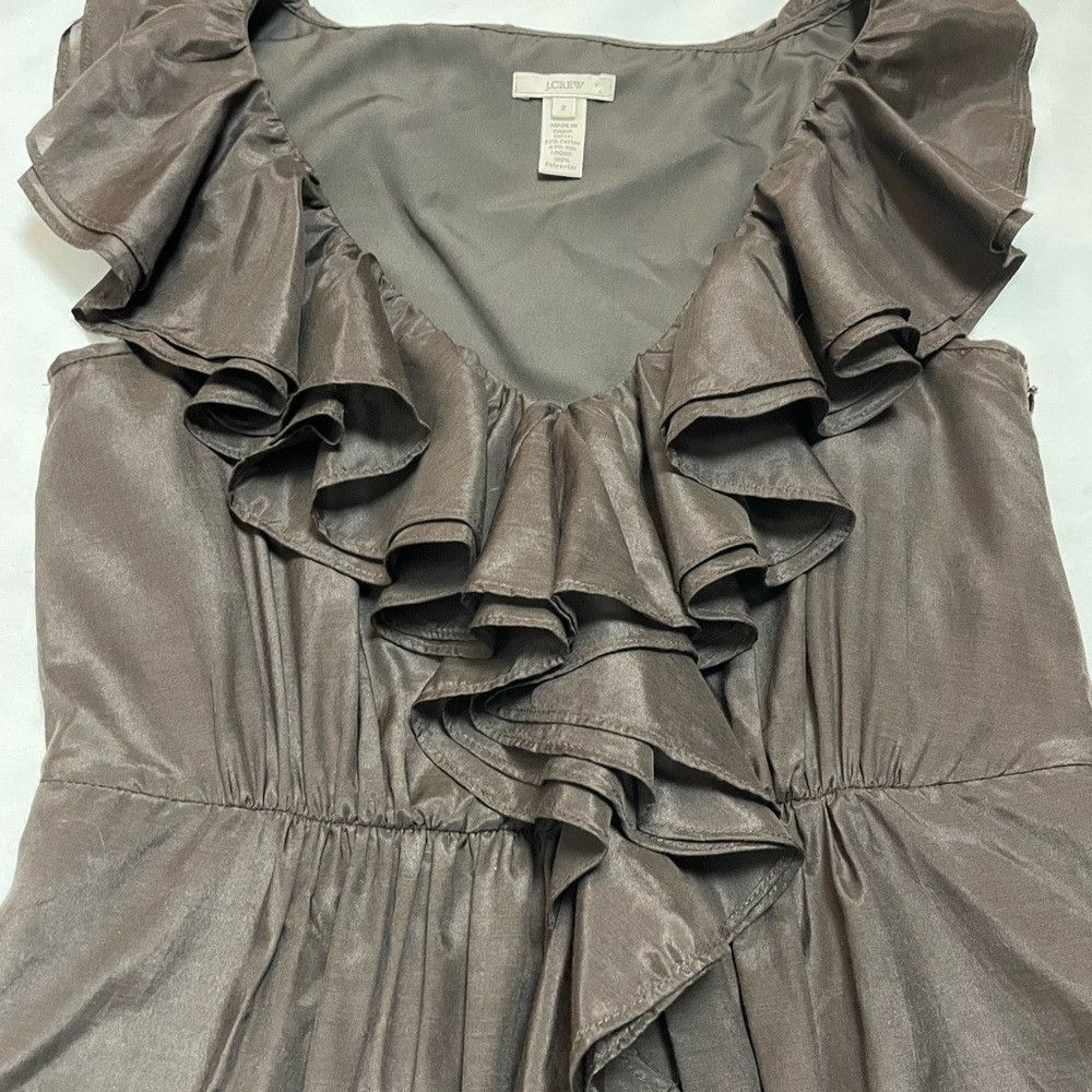 J.Crew New J. Crew Ruffled Edelyn Lawn Brown Dress Size 2 Size XS / US 0-2 / IT 36-38 - 6 Thumbnail