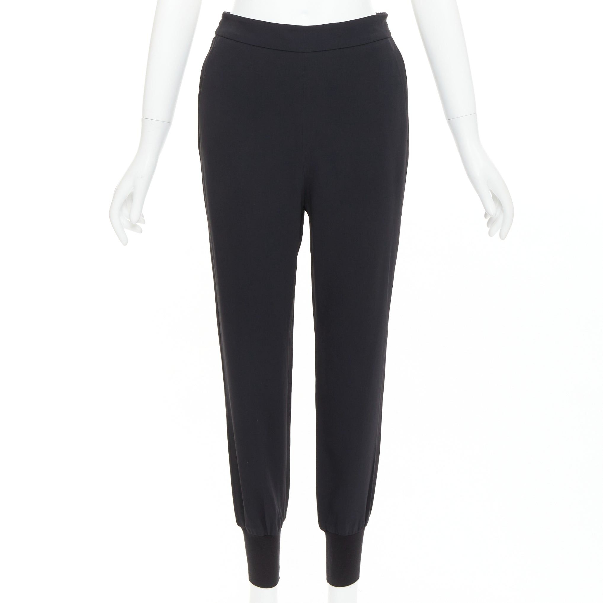 Stella McCartney STELLA MCCARTNEY black cotton rib trim ruched back jogger pants IT36 XXS Size 25" / US 0 / IT 36 - 1 Thumbnail
