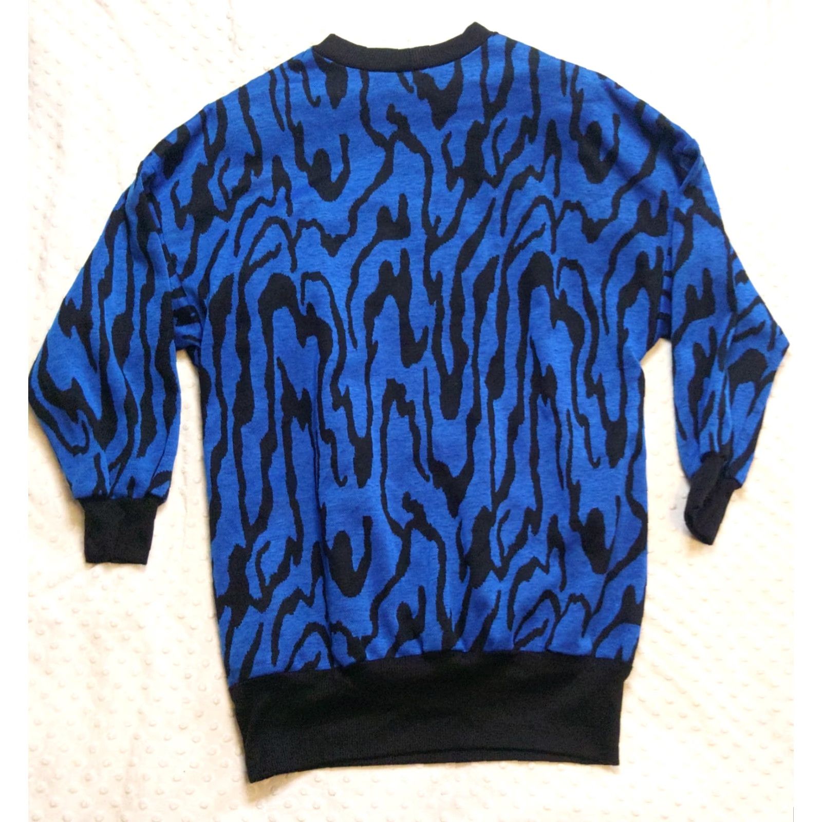 Vintage VINTAGE Tiger Stripe Acrylic Sweater Blue Black Size 18 Made In USA 1980s Fresh Ideas Glam Rock Size XXL / US 16-18 / IT 52-54 - 5 Thumbnail