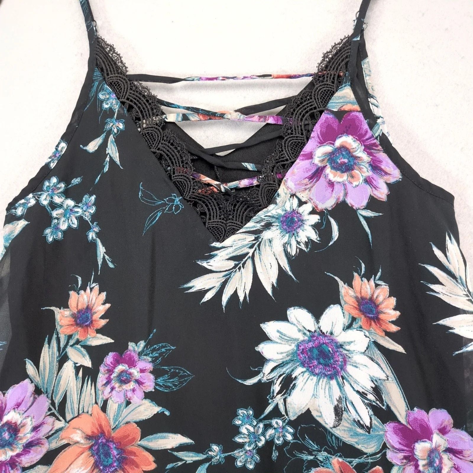 Other Jodi Kristopher Black Floral Babydoll Slip Dress Sz XS Lace Size XS / US 0-2 / IT 36-38 - 9 Thumbnail