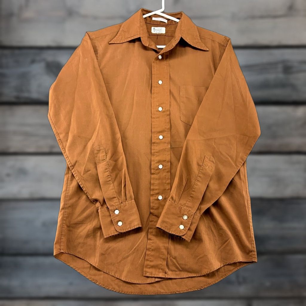 Vintage VINTAGE Perma Press Shirt Mens L Orange Button-Up Long Sleeve Solid Pocket 70s Size US L / EU 52-54 / 3 - 1 Thumbnail