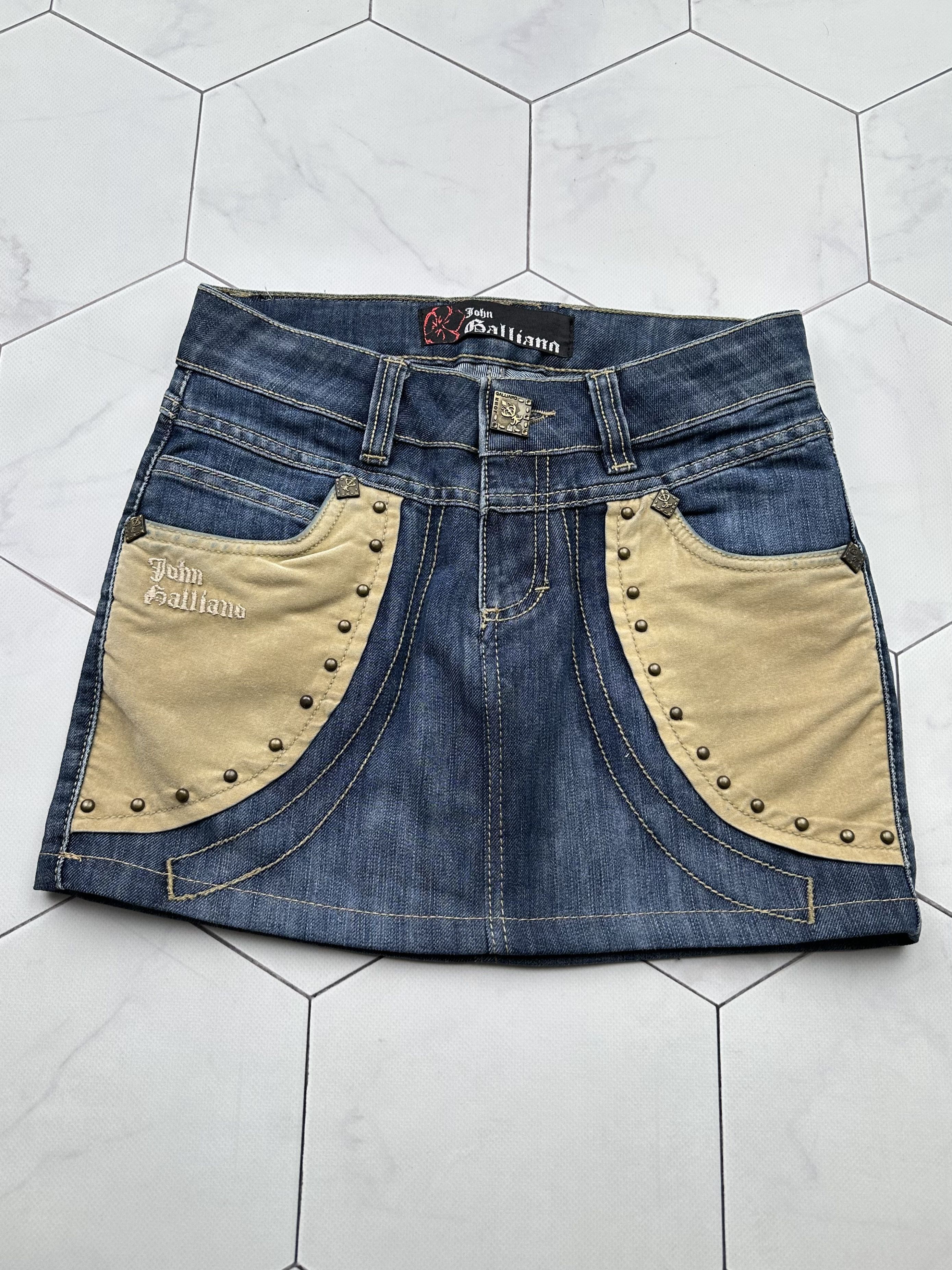 image of Galliano x John Galliano Vintage Mini Skirt in Blue, Women's (Size 26)