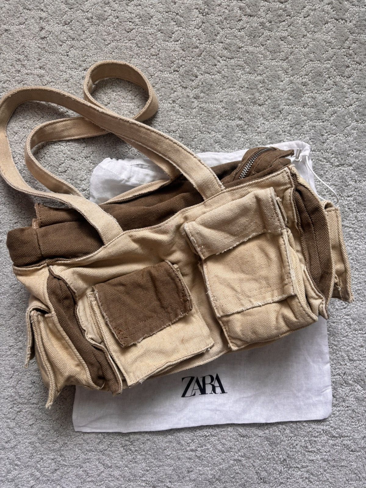 Zara ZARA PATCHWORK DENIM SHOULDER BAG | Grailed