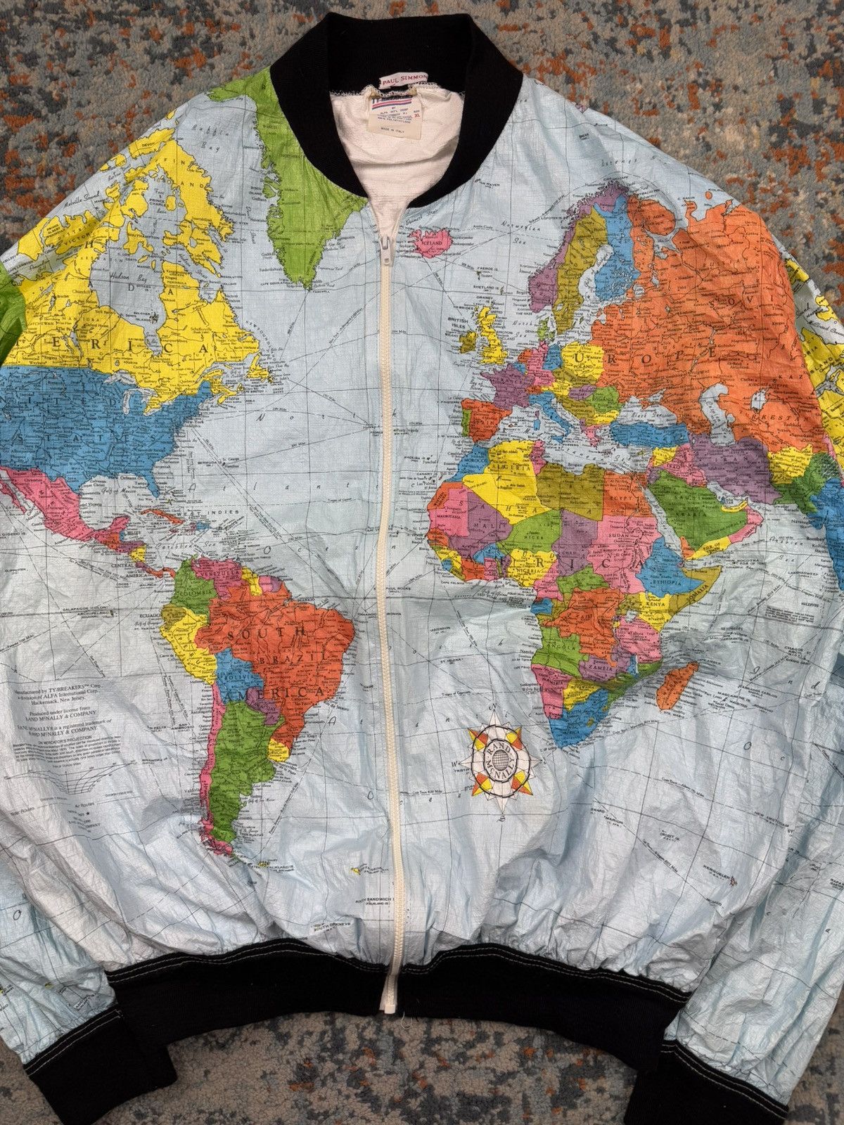 Vintage Vintage 1990 World map all over print jacket kurt cobain Size US L / EU 52-54 / 3 - 5 Thumbnail