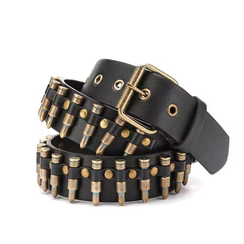Japanese Brand Punk Archive Bullet Belt - Distressed Antique Brass (110cm) Size 32 - 2 Thumbnail