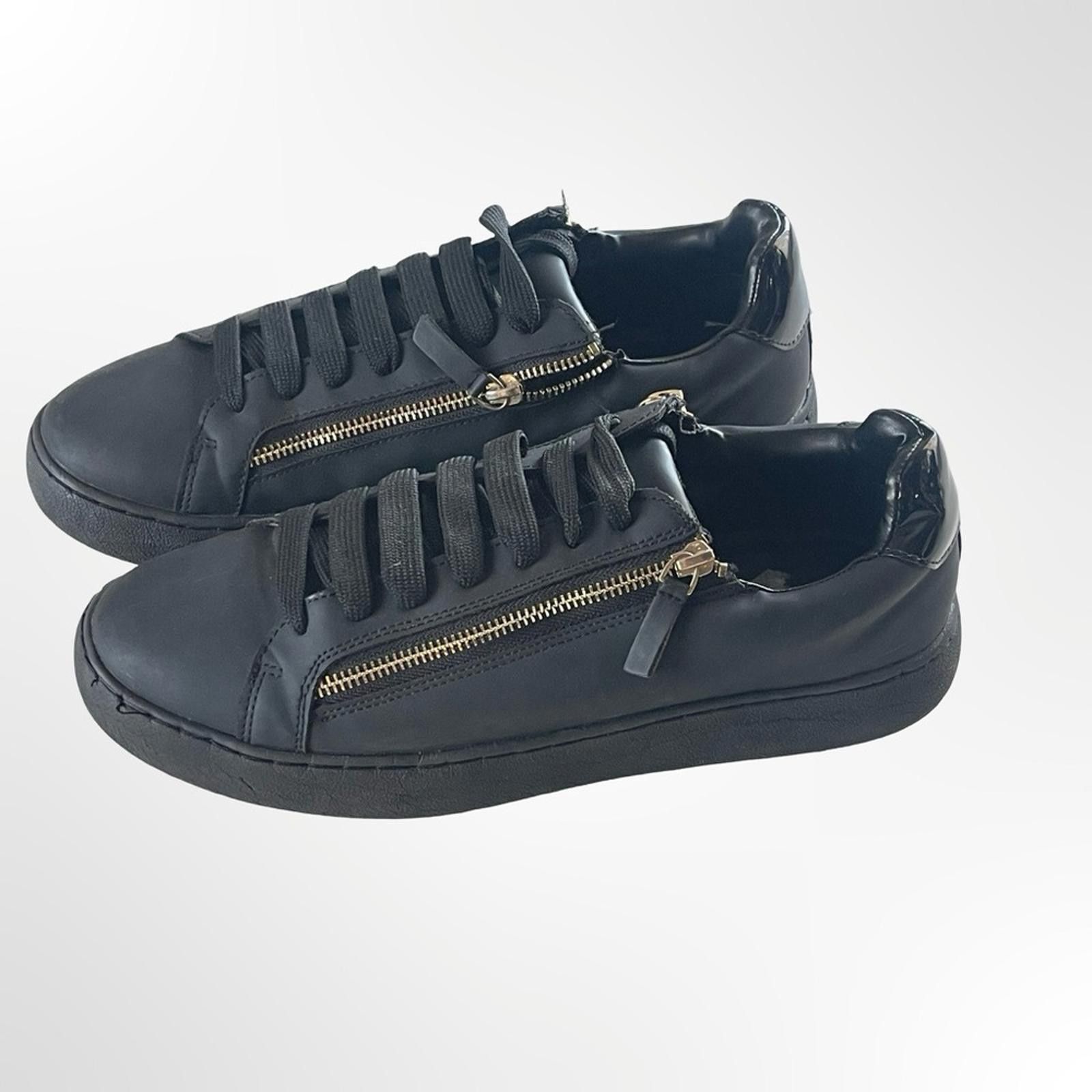 Other Zara Black Sneakers with Gold Zip Accent Size US 10 / EU 43 - 3 Thumbnail