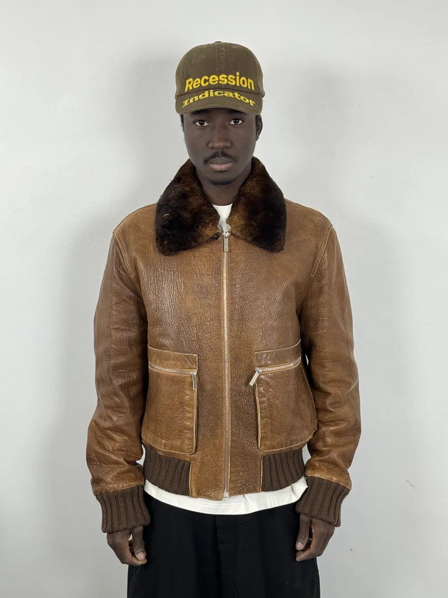 Loewe 2000s Loewe Brown Eroded Grained Premium Leather Bomber Jacket Size US M / EU 48-50 / 2 - 2 Thumbnail