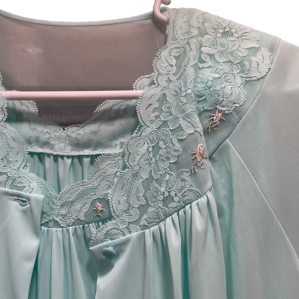 Vintage Vtg 70s Shadowline Womens Peignoir Set M Robin Egg Blue Mad Size ONE SIZE - 6 Thumbnail