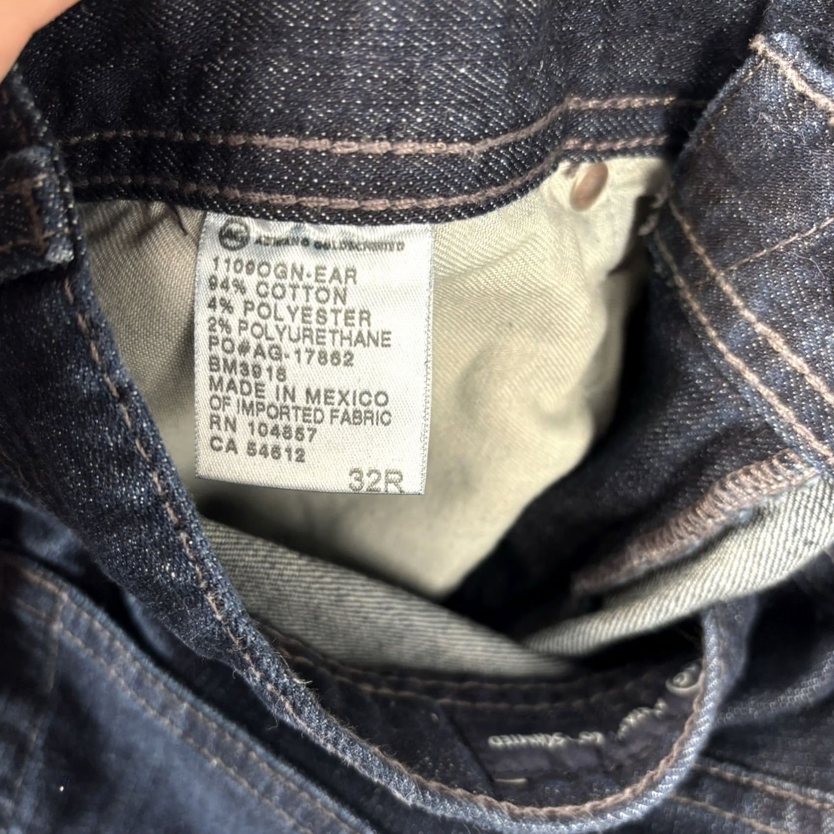 AG Adriano Goldschmied Jeans The Geffen Slim Fit 34x33 Mens Denim
