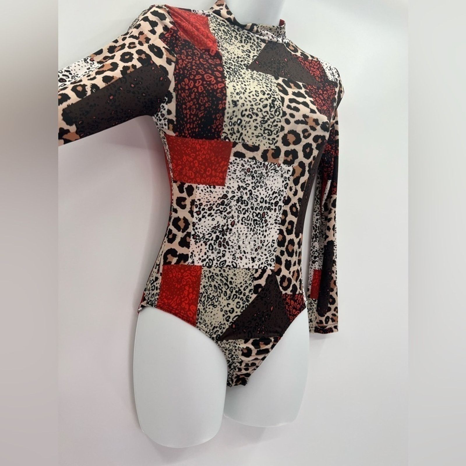 Boohoo BOOHOO Women's Multicolored Animal Print Polyester Bodysuit Size S / US 4 / IT 40 - 3 Thumbnail