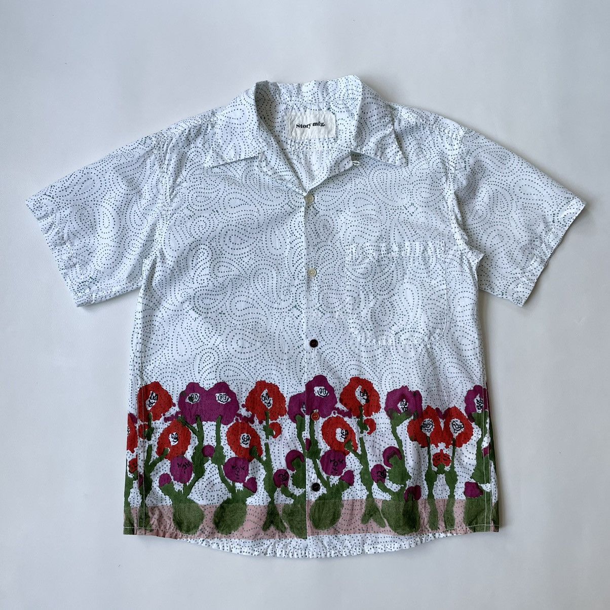 Story Mfg. Paisley + Cartoon Poppy Print Shirt Size US M / EU 48-50 / 2 - 1 Thumbnail