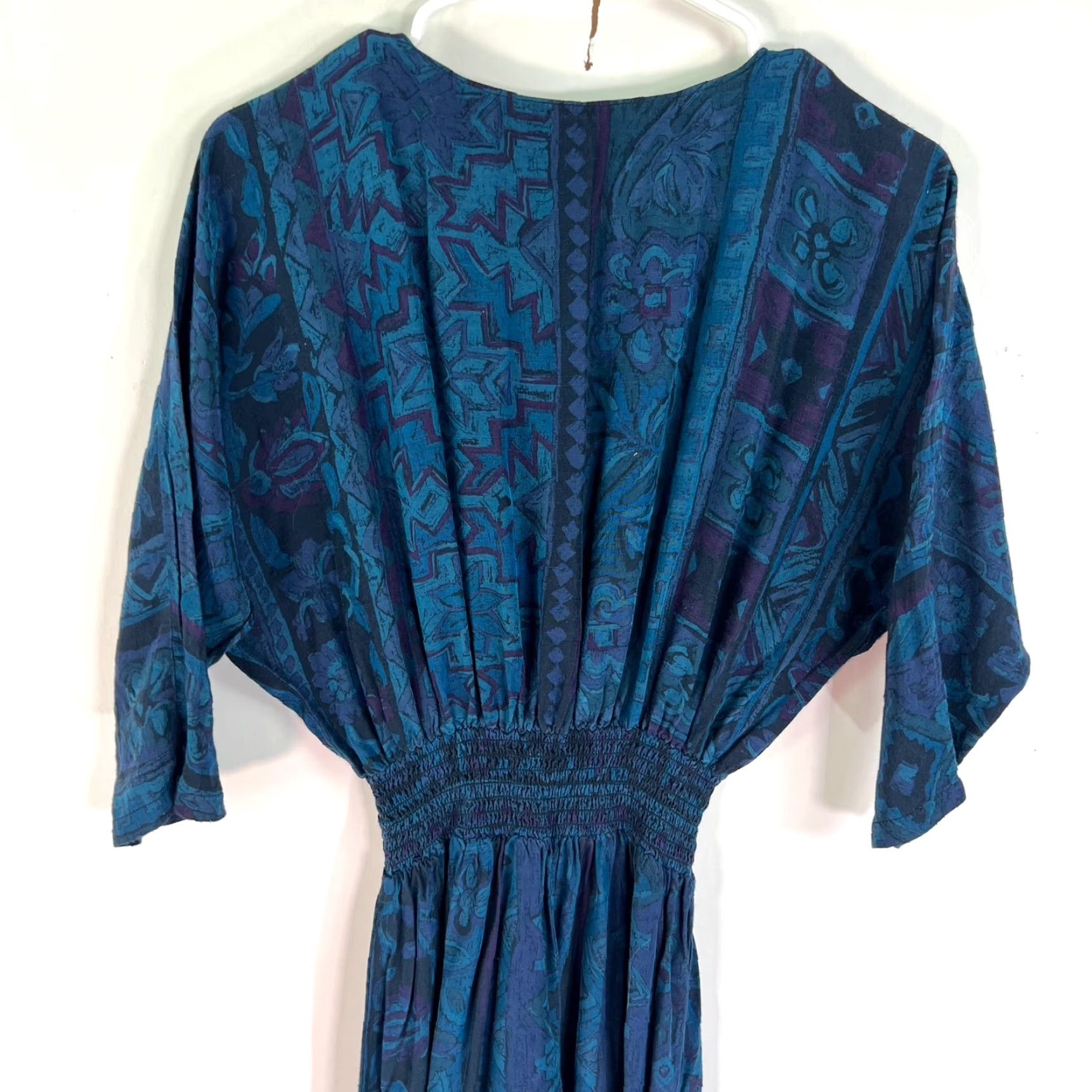 Vintage VINTAGE LA GAL Jumpsuit Women Size 6 Blue Geometric 80s Boho 3/4 Sleeve V-Neck Button Spring Fall Summer Regular Womens Size 28" / US 6 / IT 42 - 7 Thumbnail
